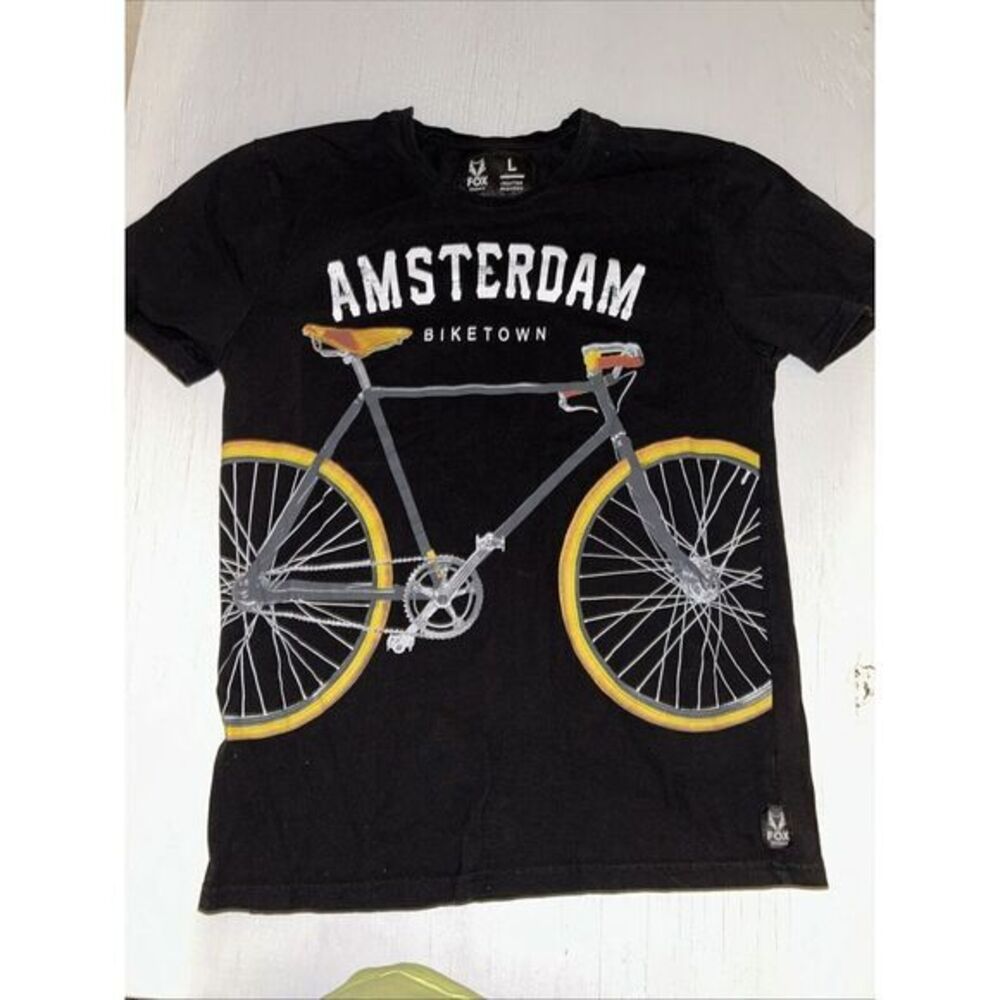 Fox Amsterdam Biketown Bicycle Graphic Print TShirt Size Large‎
